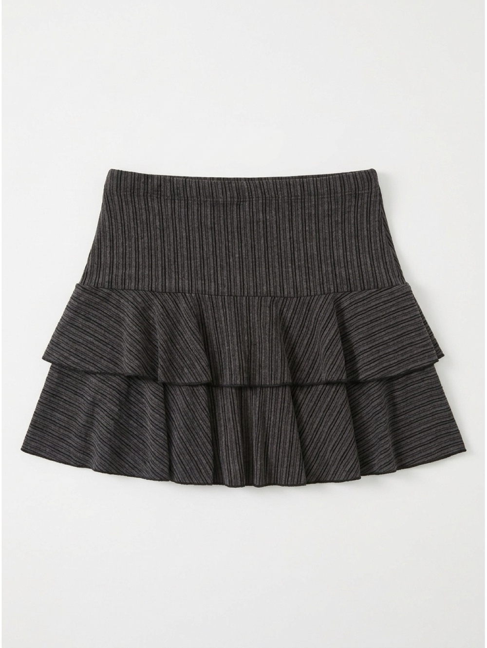 Moa Moa Medium Black and Gray Striped Ruffle Mini Skirt Y2K